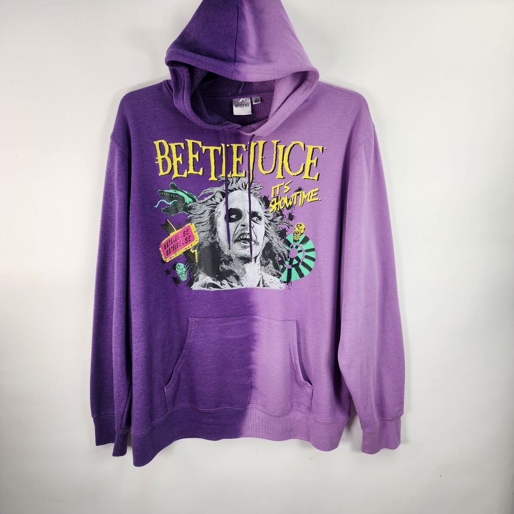 Beetlejuice Graphic Hoodie Men's XL Half Dark Purple Half Light Soft